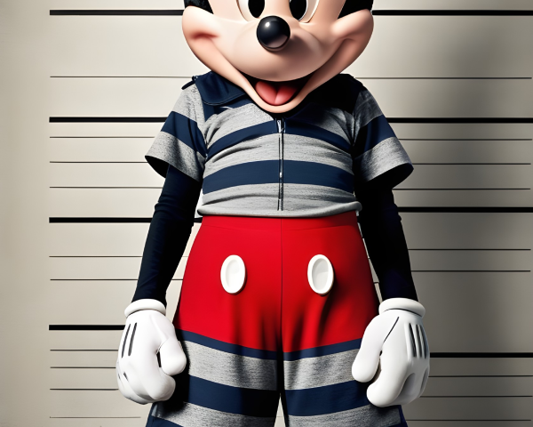 Cartoon Character in Striped Prison Outfit on Height Chart