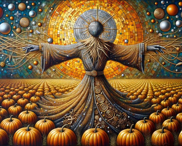 Mystical Figure in Flowing Robes Against Surreal Background