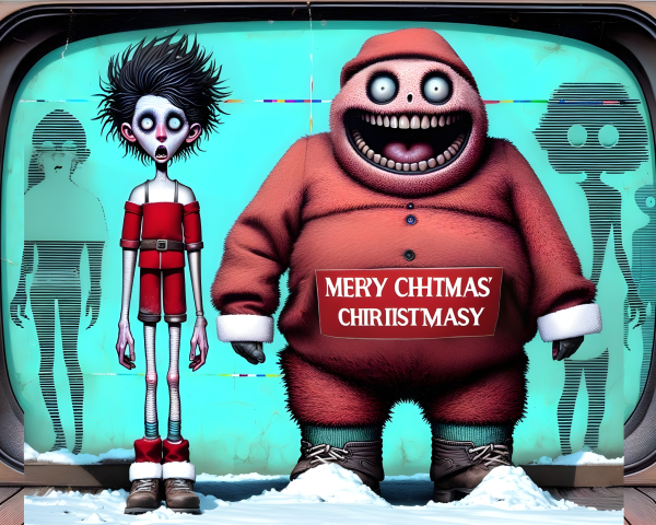 Vintage TV Scene with Nightmare Before Christmas Characters