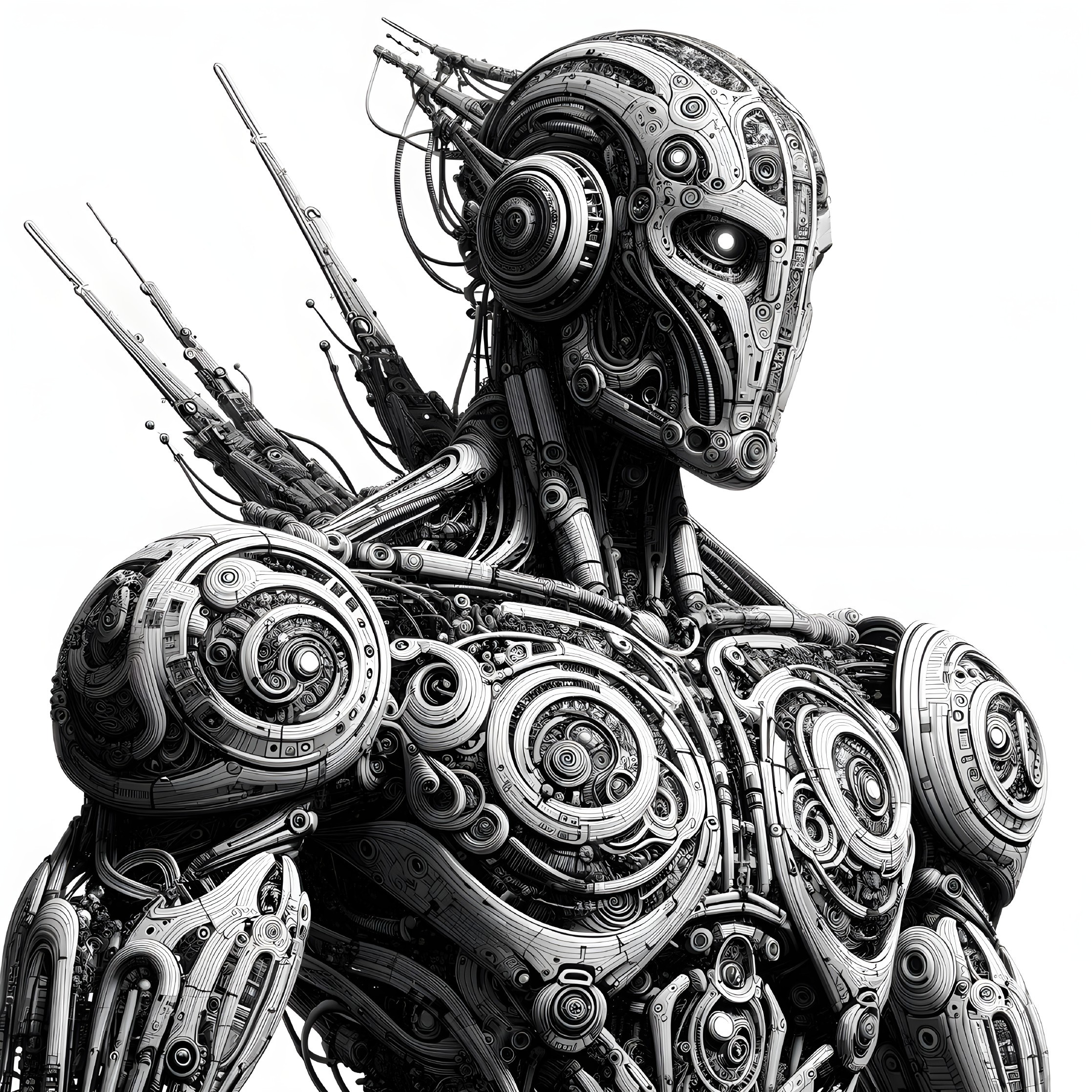 Monochromatic Humanoid Robot with Advanced Technology