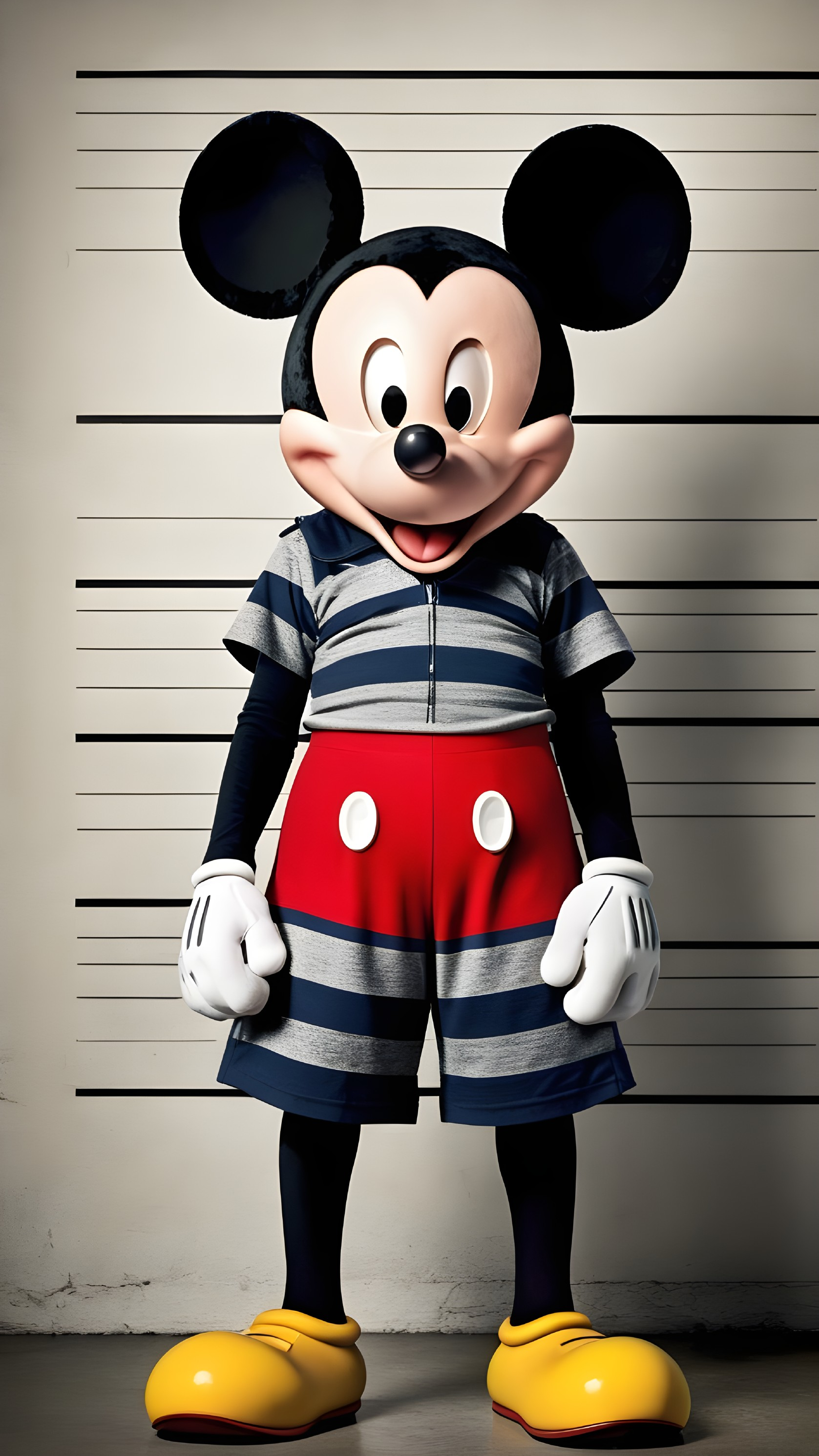 Cartoon Character in Striped Prison Outfit on Height Chart