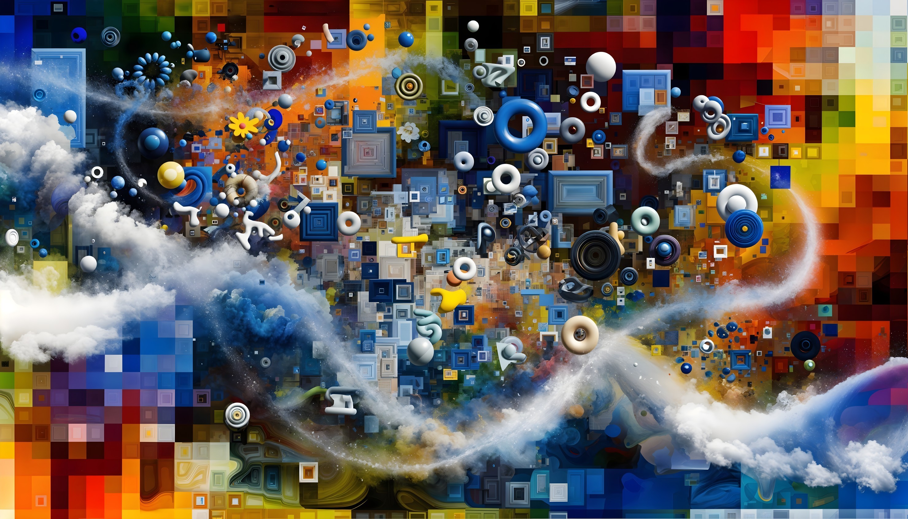 Vibrant Abstract Composition with Geometric Shapes