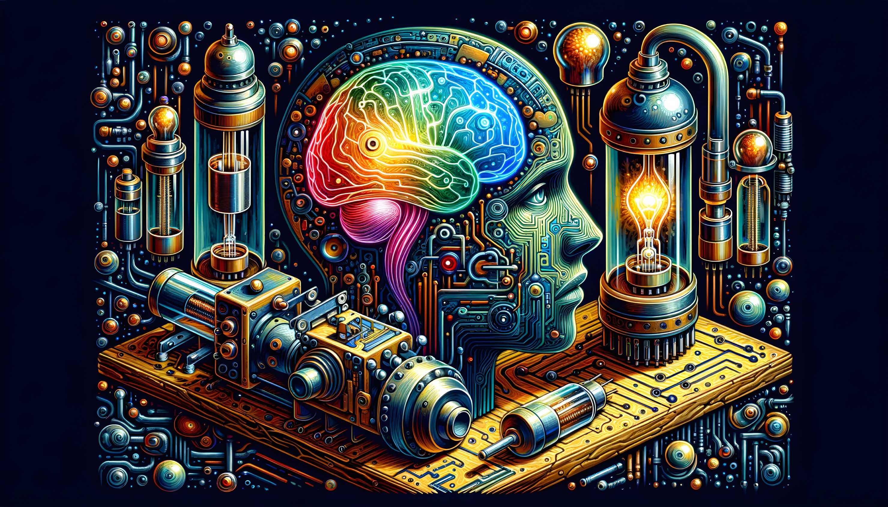 Abstract Profile of Human Head with Technology Elements