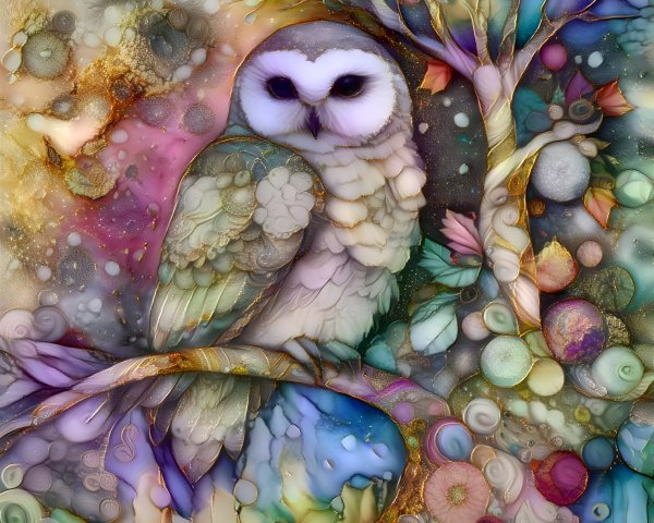 Watercolor painting of an owl with pastel colors