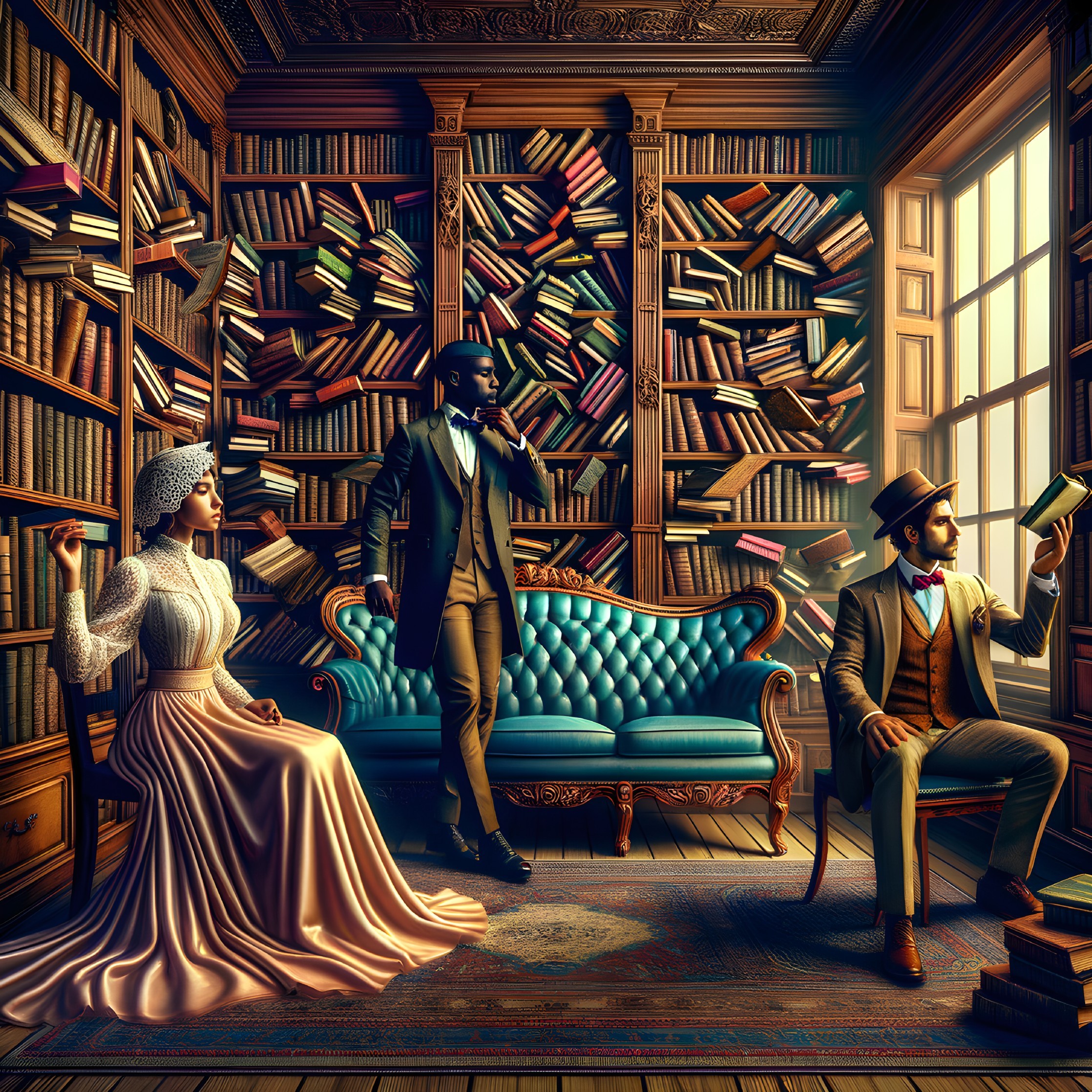Vintage Room with Elegantly Dressed Figures