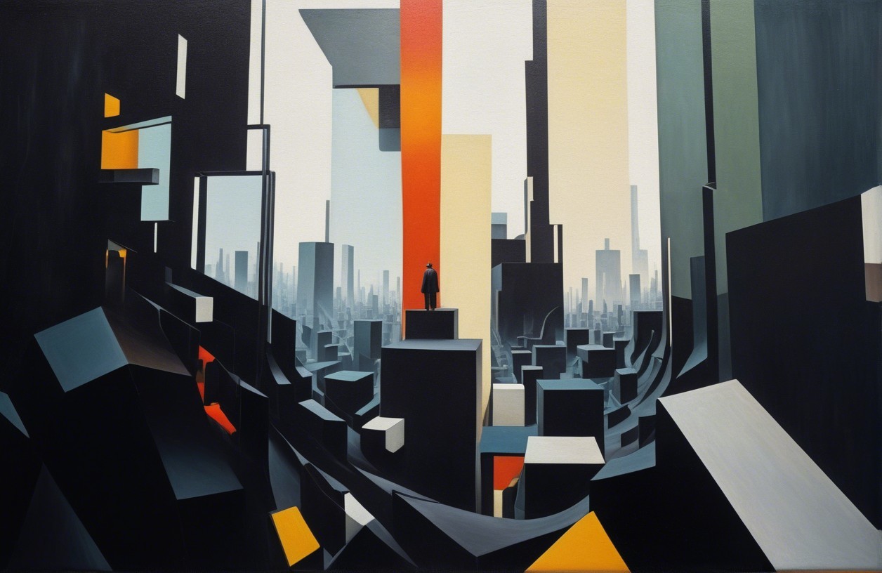 Abstract Urban Landscape with Geometric Structures