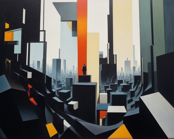 Abstract Urban Landscape with Geometric Structures