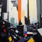 Abstract Urban Landscape with Geometric Structures