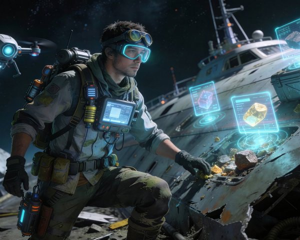 Digital Illustration of Future Scavenger in Wasteland