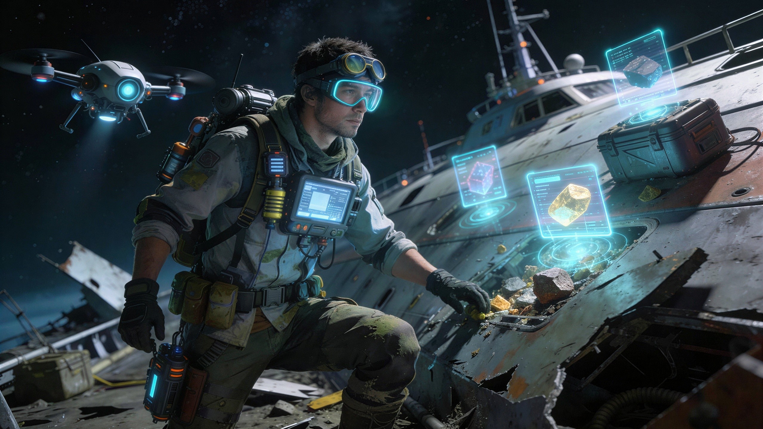 Digital Illustration of Future Scavenger in Wasteland