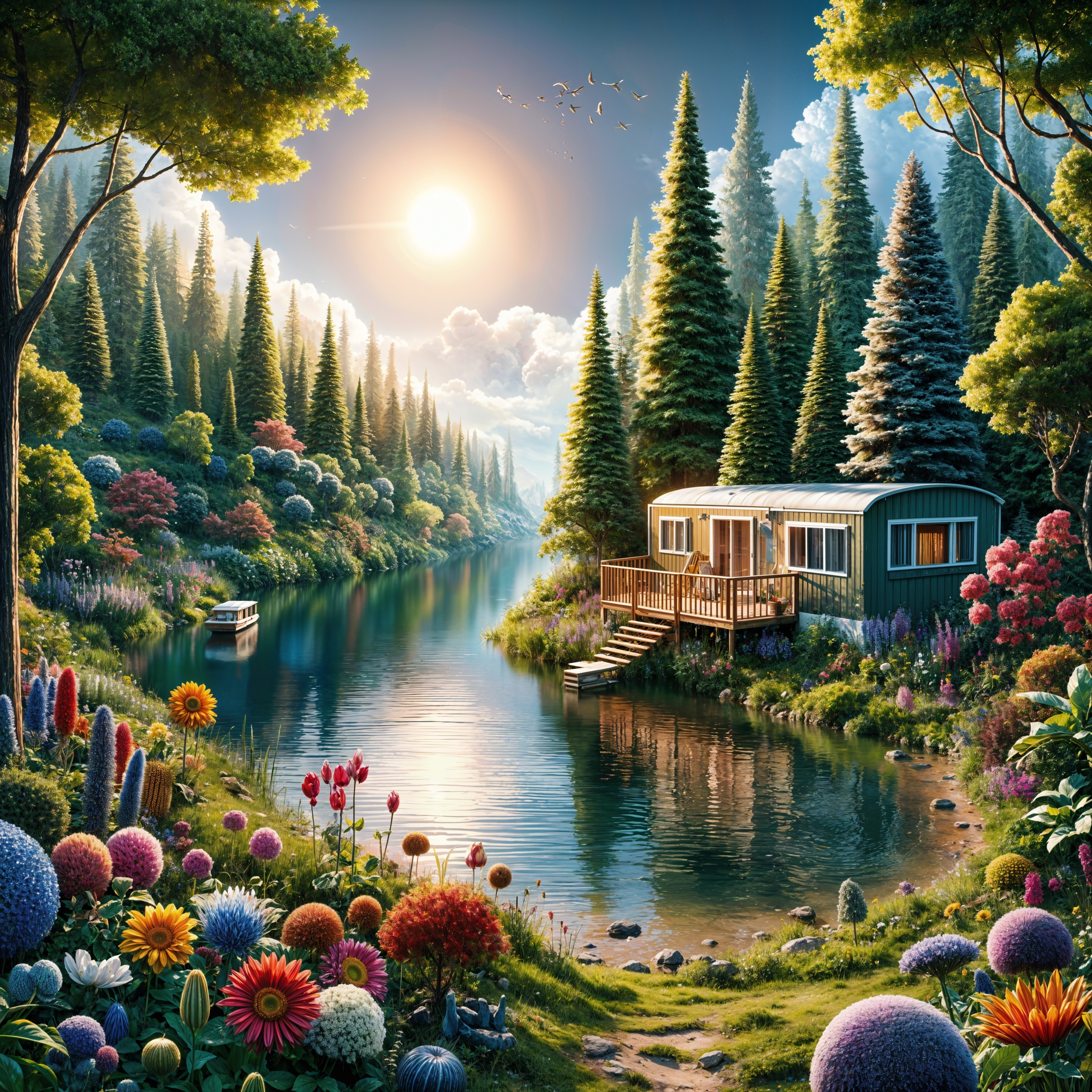 Serene Lakeside Cabin Surrounded by Nature's Beauty