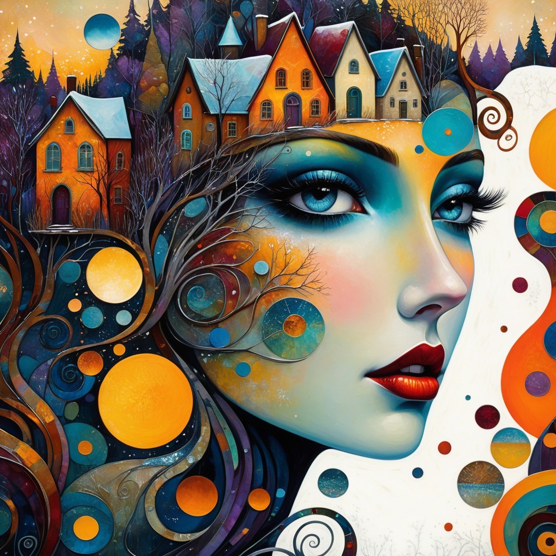 Detailed Portrait of a Woman with Whimsical Hair Design