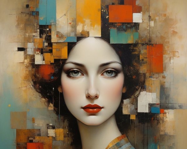 Close-up Portrait of a Woman with Abstract Background