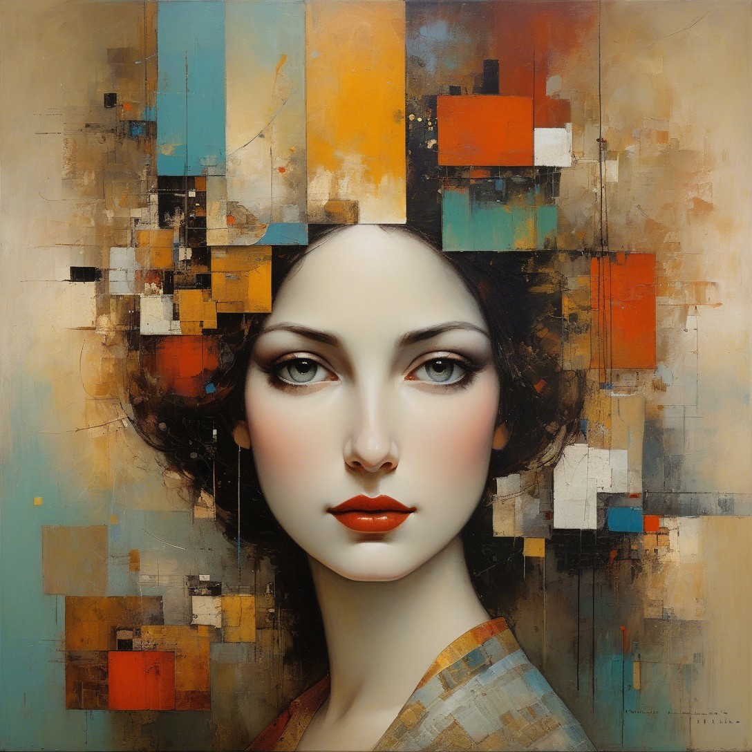 Close-up Portrait of a Woman with Abstract Background