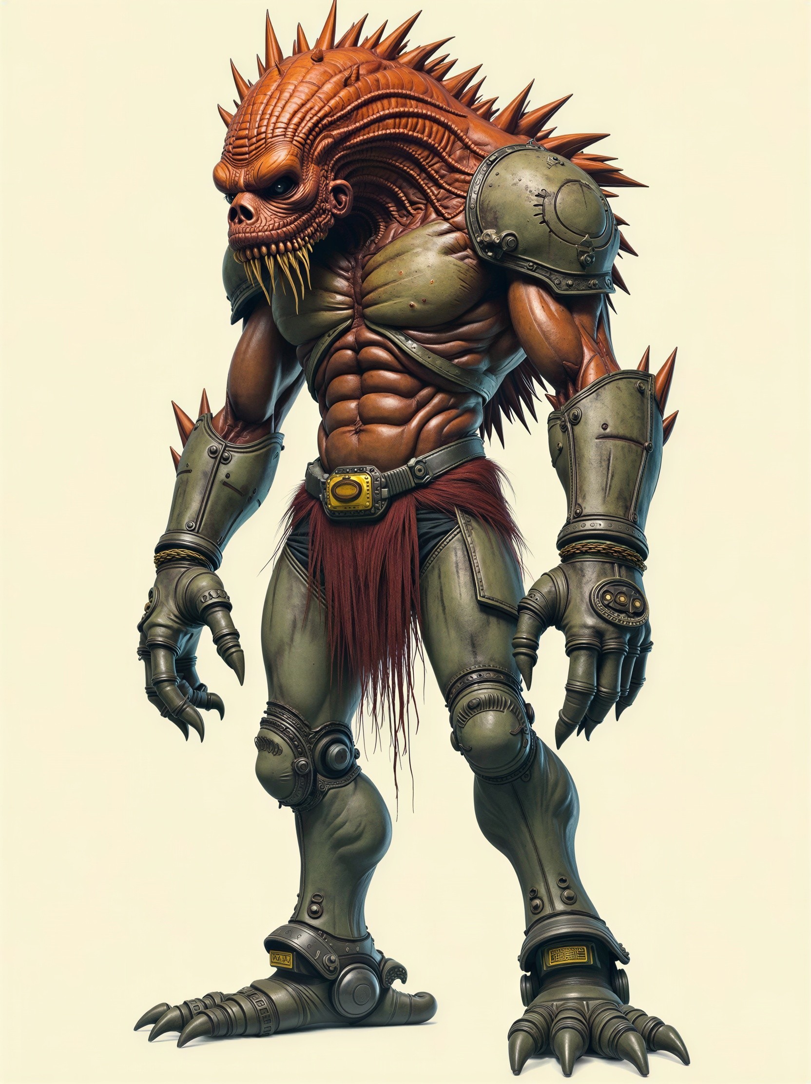 Close-up of a fearsome red-skinned warrior monster