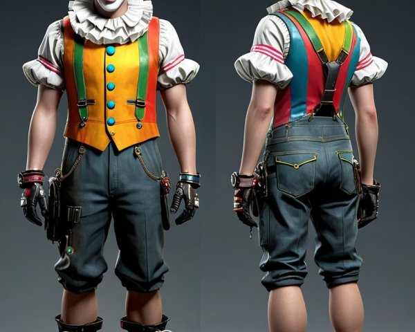 Clown Character with Makeup and Costume Details