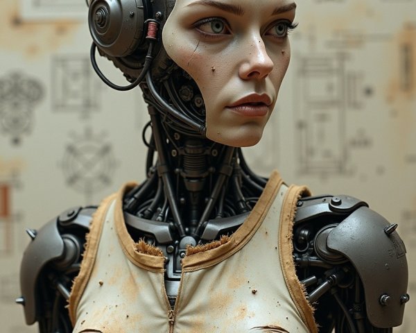 Futuristic humanoid robot with detailed mechanical design