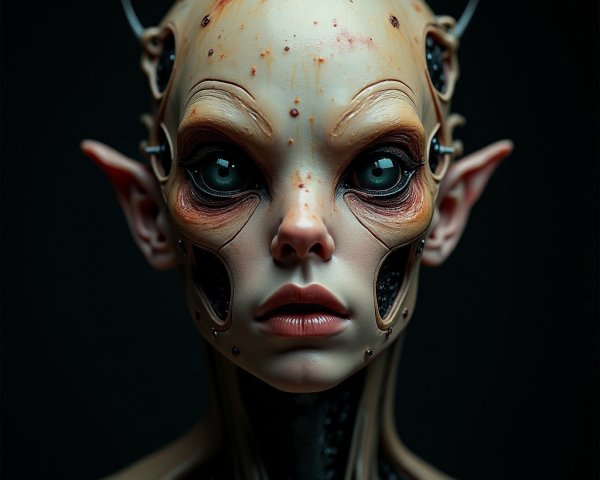 Futuristic Humanoid with Robotic Textures and Features