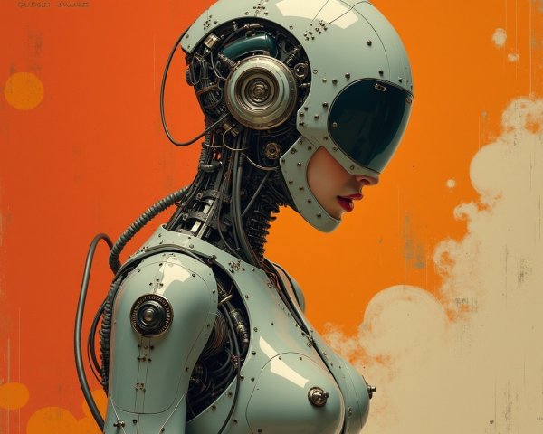 Futuristic humanoid robot with metallic body design