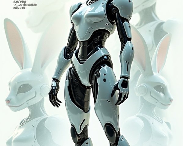 Futuristic Humanoid Robot with Rabbit Design in 2066