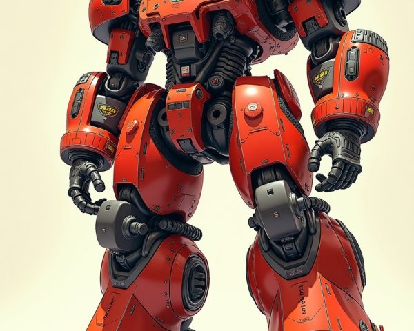 Futuristic red robot with advanced mechanical design