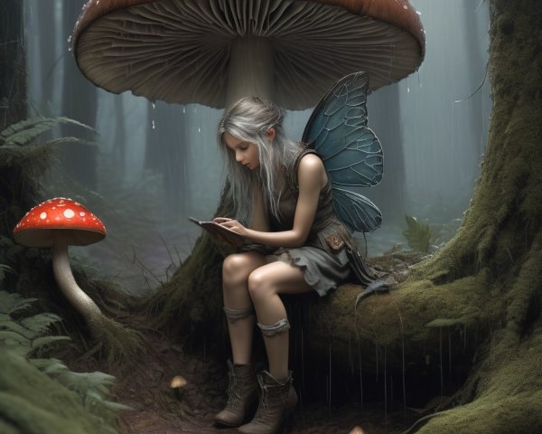 Fairy in a Mystical Forest with Shimmering Wings