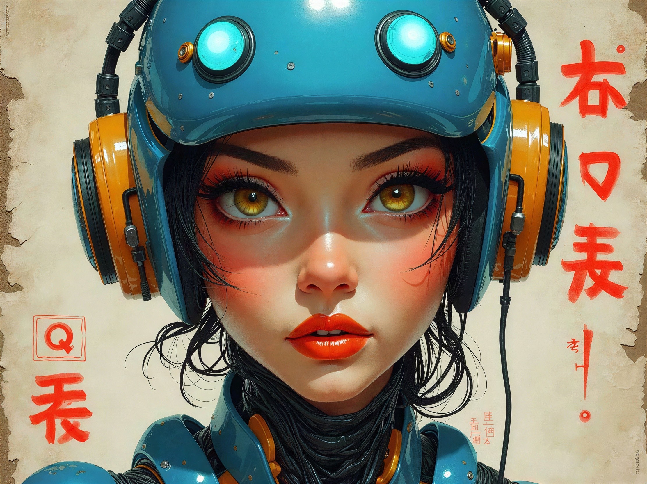 Cyberpunk Digital Portrait of a Young Girl's Face