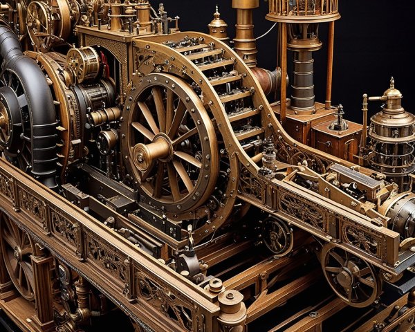 Intricate Steampunk Machine with Brass and Copper Design