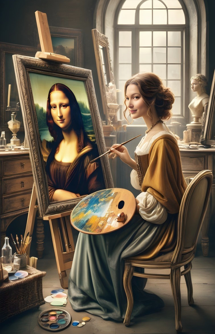 Mona Lisa Painting Self-Portrait 