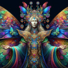 Ethereal Figure with Butterfly Crown and Wings