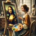 Artist's Studio with Historical Attire and Painting Setup
