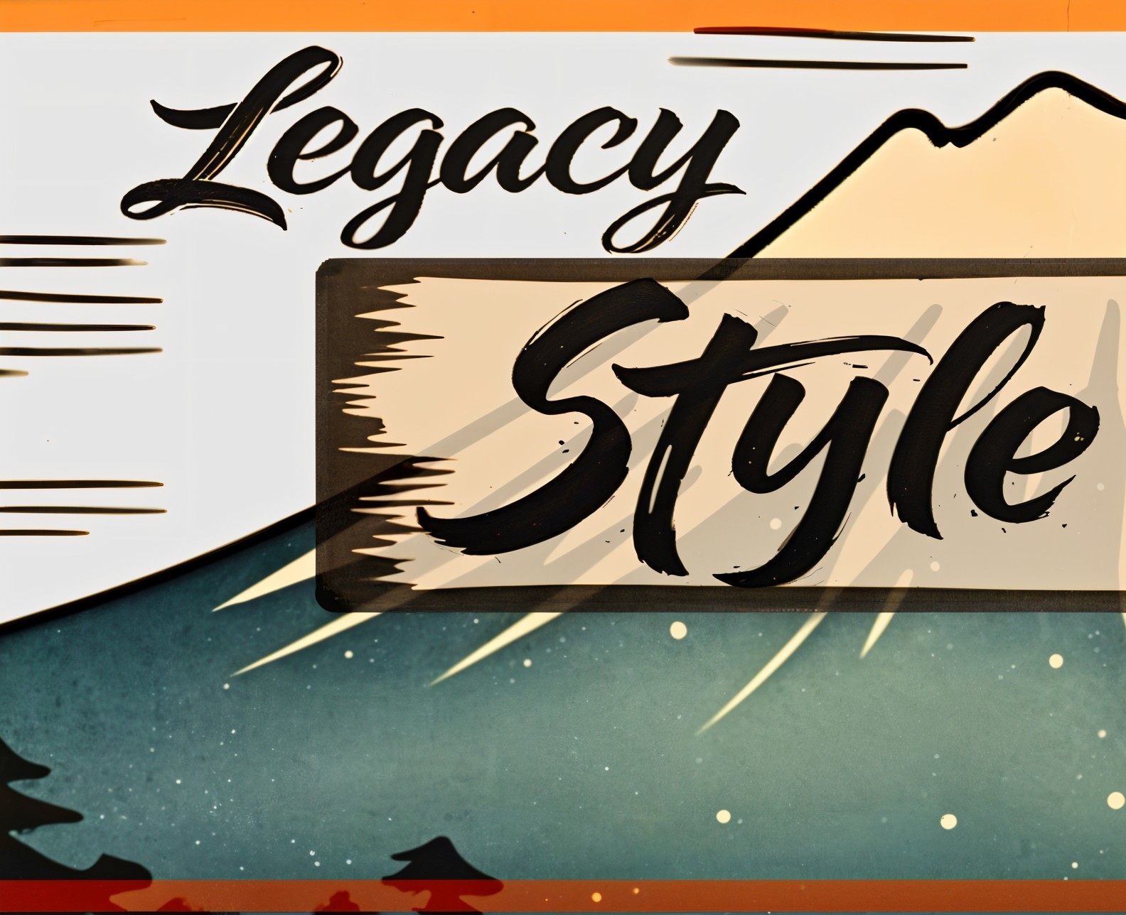 Stylized Landscape with Mountain and Rustic Typography