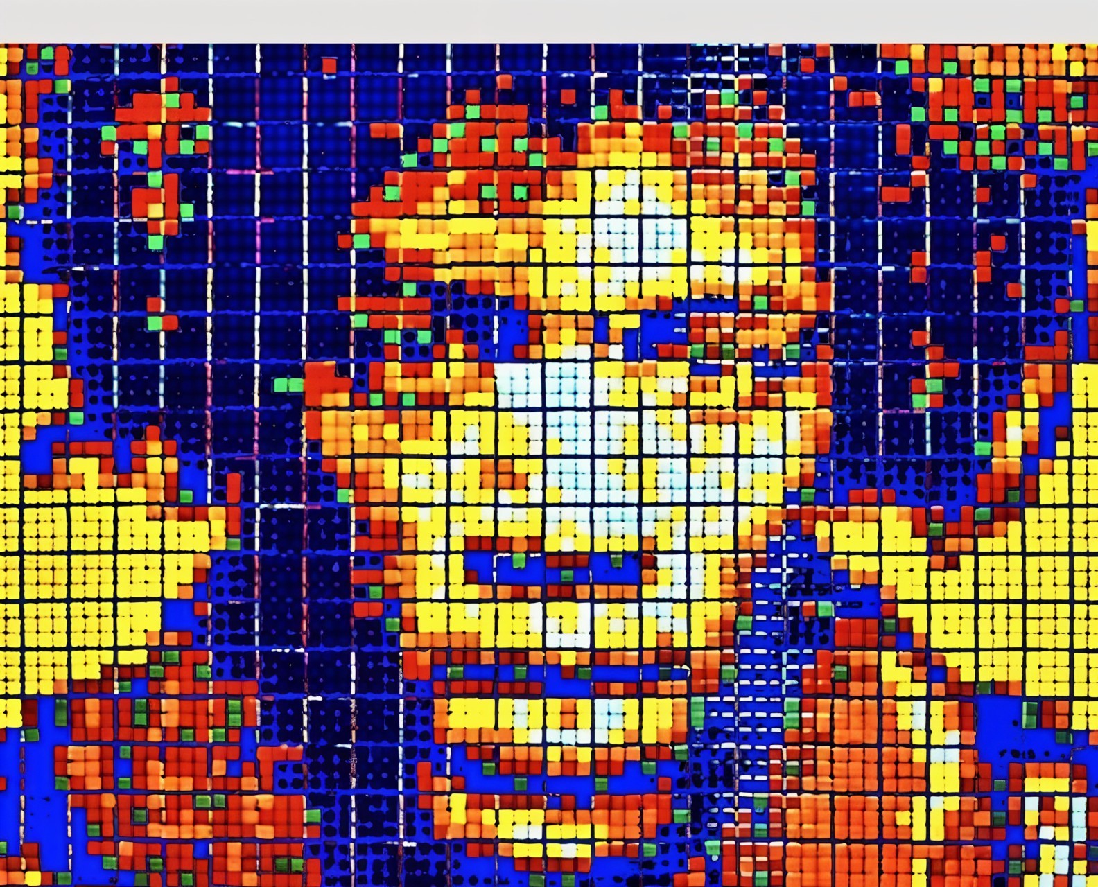 Colorful Pixelated Portrait with Abstract Elements