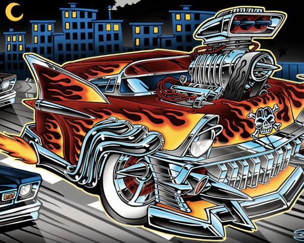 Custom Hot Rod with Red Finish and Flames Design