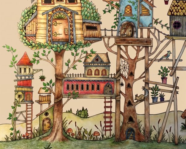 Whimsical Treehouse Village with Unique Designs