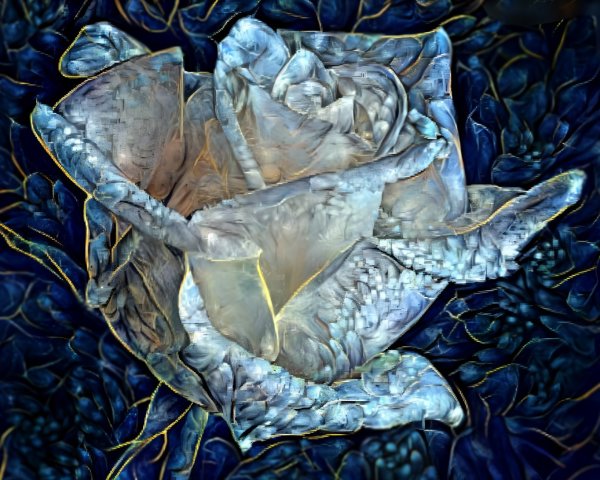 Intricately Detailed Icy Blue and Silver Rose