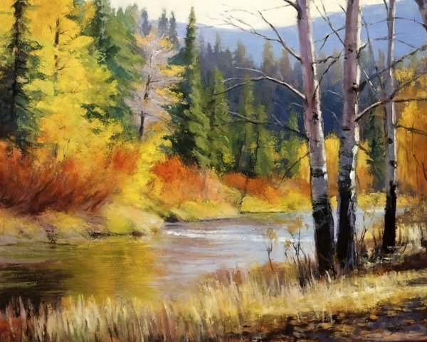 Tranquil River in Vibrant Autumn Forest Landscape