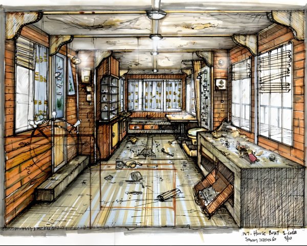 Dilapidated House Interior with Sunlight and Clutter