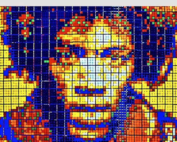 Colorful Pixelated Portrait with Abstract Elements