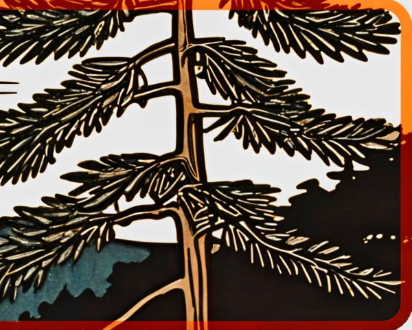 Stylized Illustration of a Tree Branch with Needles
