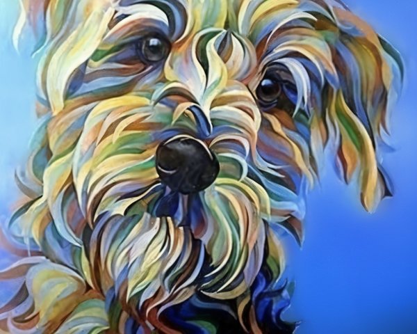 Abstract Dog Illustration with Colorful Swirling Fur