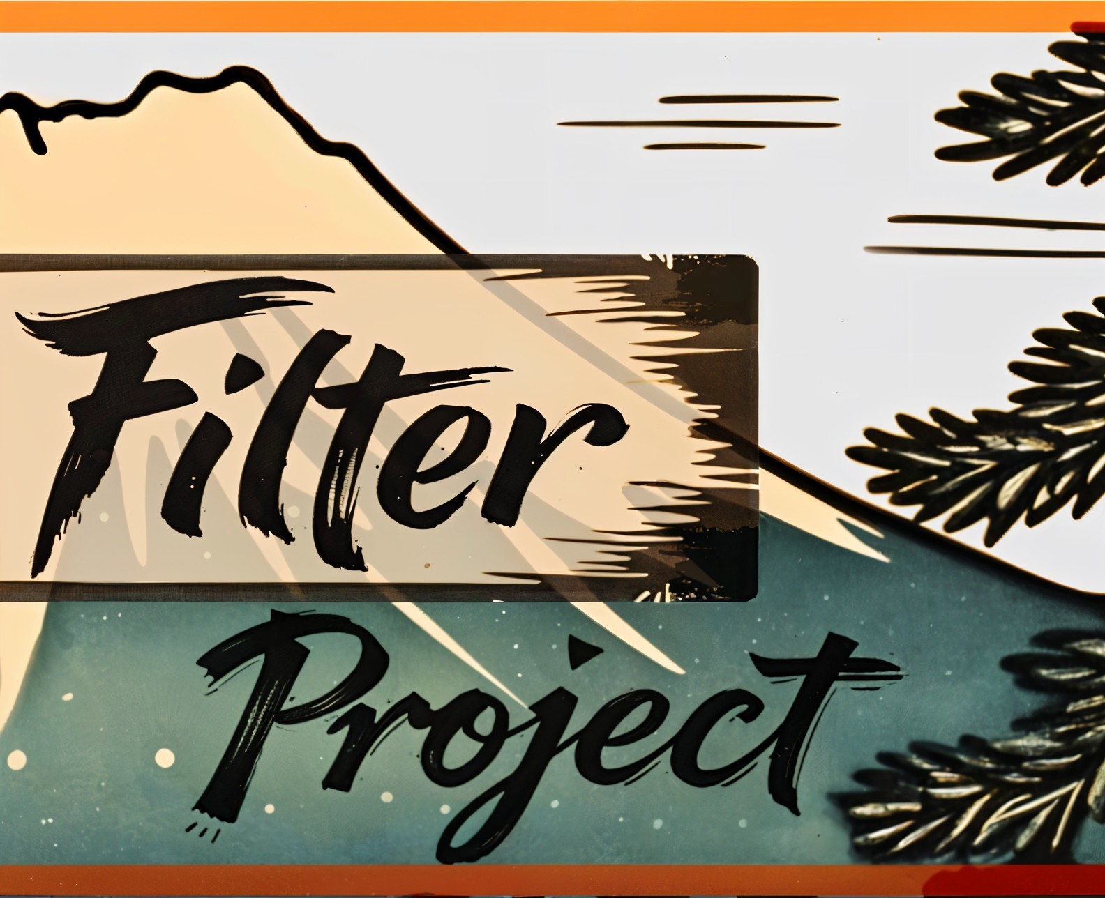 Artistic Design of Serene Landscape with Mountains