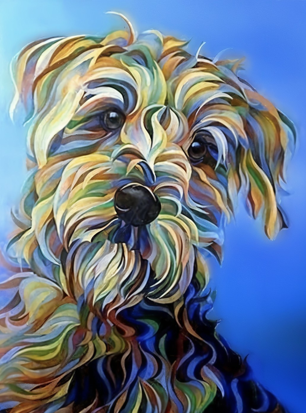 Abstract Dog Illustration with Colorful Swirling Fur