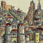 Vibrant Medieval Cityscape with Intricate Architecture