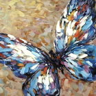 Vivid Painting of a Blue Butterfly with Textured Background