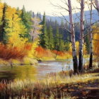 Tranquil River in Vibrant Autumn Forest Landscape