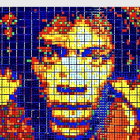 Colorful Pixelated Portrait with Abstract Elements