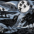 Monochromatic Paper-Cut Design of Birds and Landscape