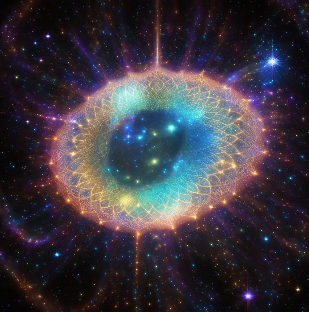 Vibrant Mandala Pattern in Cosmic Space Image