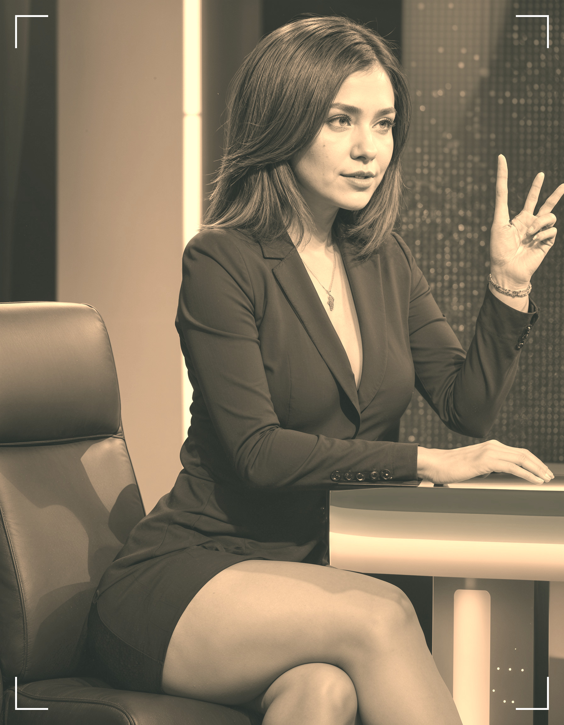 Confident Woman in Modern Office Setting with Blazer